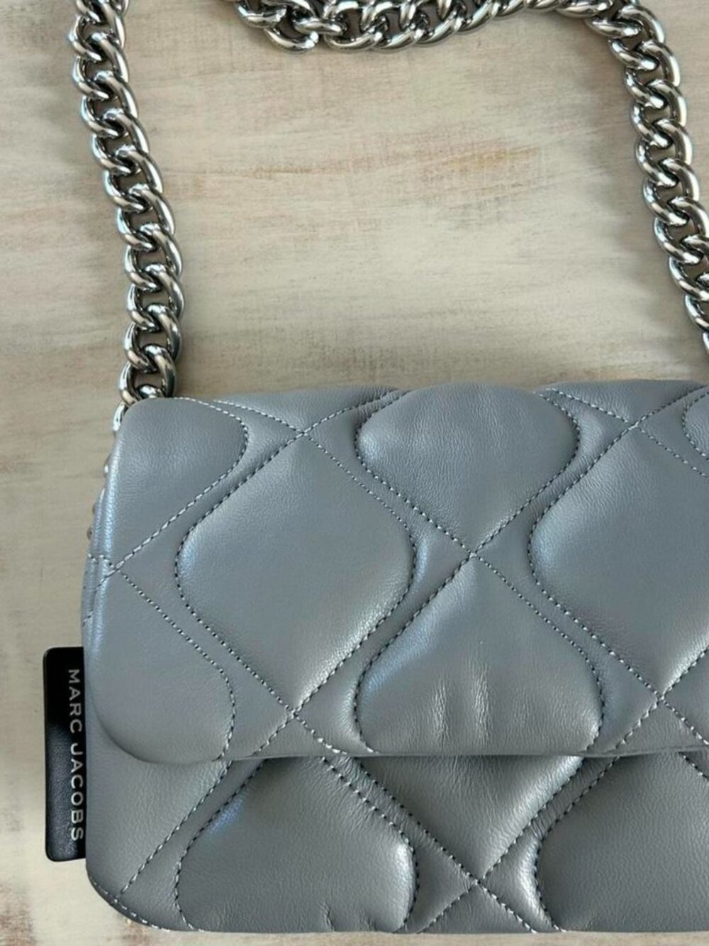 New Marc Jacobs Small Rock Grey Quilted Bag